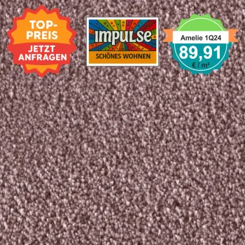 Vorwerk Amelie 1Q24 fraise – Velours Teppichboden 4 m – mit Preisangabe auf dem Bild